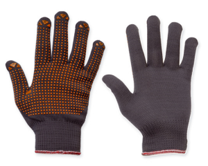 GUANTI NYLON PUNTINATI GRIGIO ARANCIO