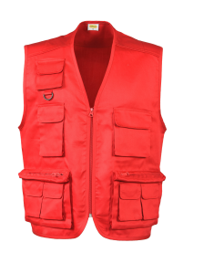 GILET MULTITASCHE POLY/COT.ROSSO
