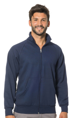FELPA ZIP LUNGA BLU NAVY 70%COT.30%POLY
