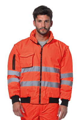 BOMBER NYLON ARANCIO HV C/BANDE EN20471