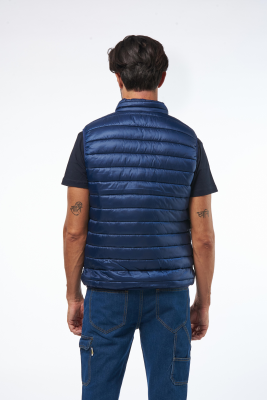 GILET NYLON BLU NAVY ZIP CONTRASTO