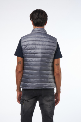GILET NYLON GRIGIO ZIP CONTRASTO