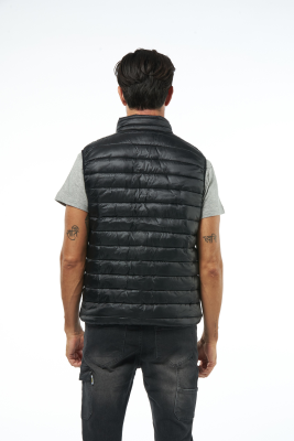 GILET NYLON NERO ZIP CONTRASTO