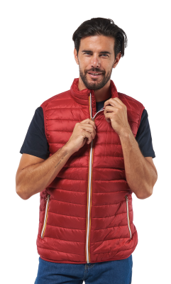 GILET NYLON ROSSO ZIP CONTRASTO