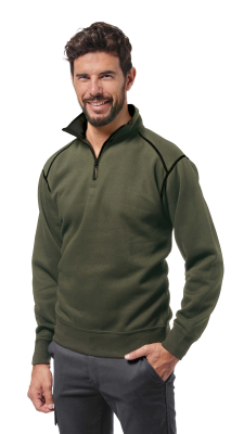 FELPA POLYCOTONE ZIP CORTA VERDE/NERO