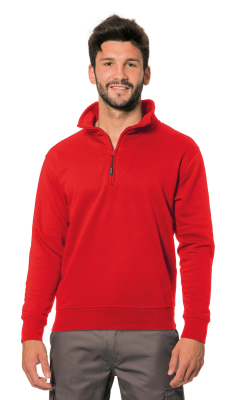 FELPA ROSSA COTONE/POLY ZIP CORTA