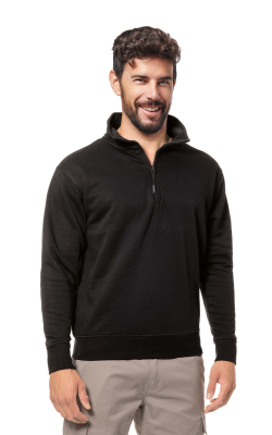FELPA NERA COTONE/POLY ZIP CORTA