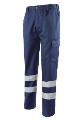 PANTALONE 100%COT.BLU CON DOPPIA BANDA