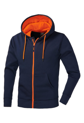 FELPA POLYCOTONE ZIP LUNGA BLU/ARANCIO