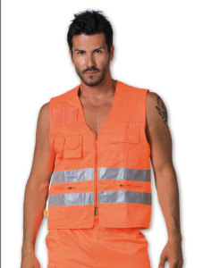 GILET COTTON/POLY ARANCIO HV MULTITASCHE