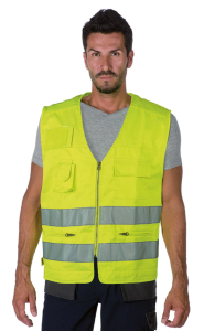 GILET POLY/COTONE GIALLO HV MULTITASCHE