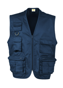 GILET MULTITASCHE POLY/COT.BLU