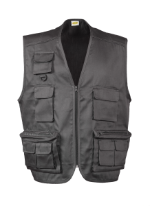 GILET MULTITASCHE POLY/COT.GRIGIO SCURO