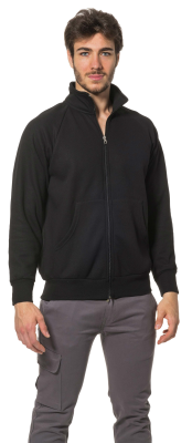 FELPA ZIP LUNGA NERA 70%COT.30%POLY