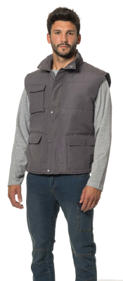 GILET MICROFIBRA MULTITASCHE GRIGIO