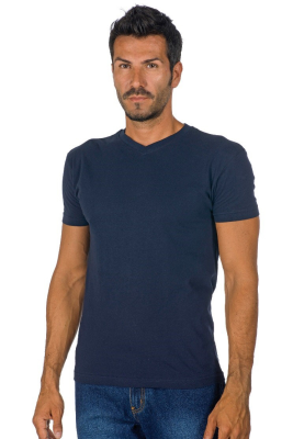 MAGLIETTA SCOLLO V COT.BLU