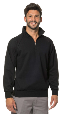 FELPA ZIP CORTA NERO 70%COT.30%POLY