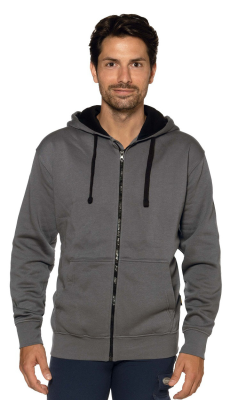 FELPA  POLYCOTONE ZIP LUNGA GRIGIA/NER