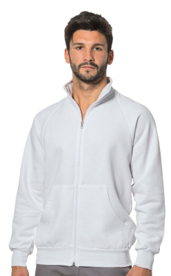 FELPA ZIP LUNGA BIANCA 70%COT.30%POLY