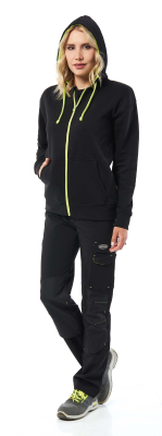 FELPA  POLYCOTONE ZIP LUNGA NERA/GIALLA