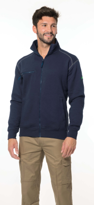FELPA ZIP LUNGA BLU CON RINFORZI