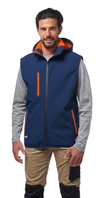GILET BLU/ARANCIO C/CAPPUCCIO FISSO