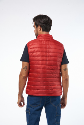 GILET NYLON ROSSO ZIP CONTRASTO