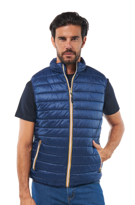 GILET NYLON BLU NAVY ZIP CONTRASTO