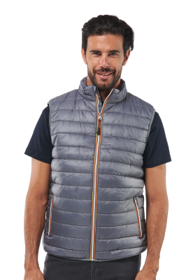 GILET NYLON GRIGIO ZIP CONTRASTO