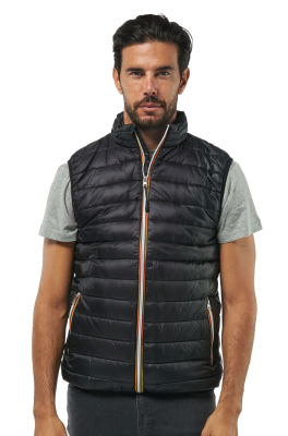 GILET NYLON NERO ZIP CONTRASTO