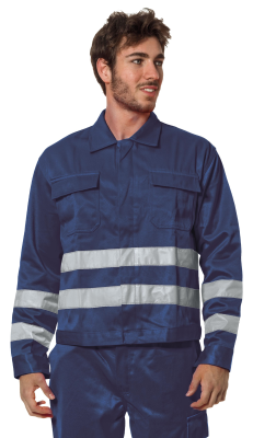 GIUBBINO 100%COT.BLU CON DOPPIA BANDA