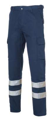 PANTALONE POLY/COT BLU CON DOPPIA BANDA