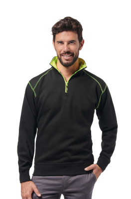 FELPA  POLYCOTONE ZIP CORTA NERA/GIALLA