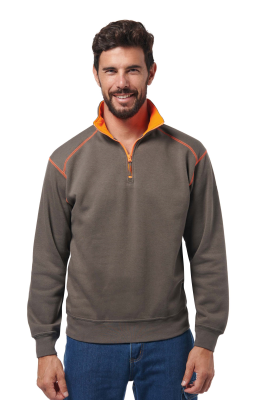 FELPA  POLYCOTONE ZIP CORTA GRIGIO/ARANCIO