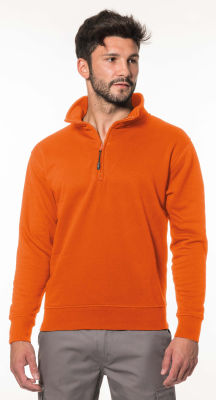 FELPA ARANCIO COTONE/POLY ZIP CORTA