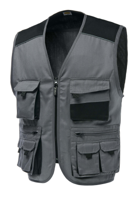 GILET MULTITASCHE POLY/COT.GRIGIO