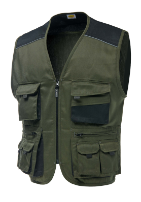 GILET MULTITASCHE POLY/COT.VERDE OLIVA