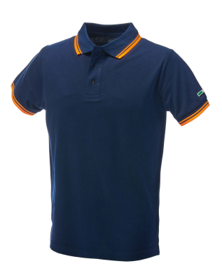 POLO COTONE 200GR M/C BLU/ARANCIO FLUO