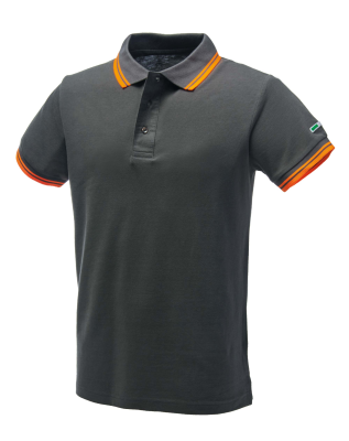 POLO COTONE 200GR M/C GRIGIA/ARANCIO FLUO