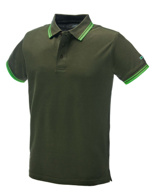 POLO COTONE 200GR M/C MILITARE/VERDE FLUO