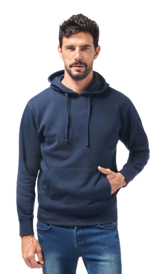 FELPA BLU NAVY COTONE/POLY C/CAPPUCCIO