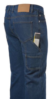 PANTALONE JEANS BLU CON TASCONI