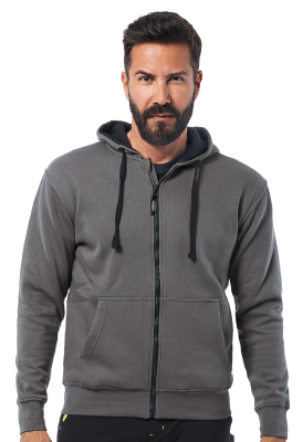 FELPA  POLYCOTONE ZIP LUNGA GRIGIA/NER