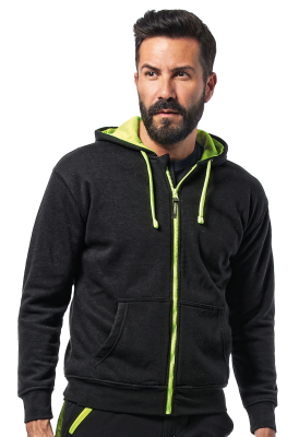 FELPA  POLYCOTONE ZIP LUNGA NERA/GIALLA