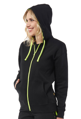 FELPA  POLYCOTONE ZIP LUNGA NERA/GIALLA