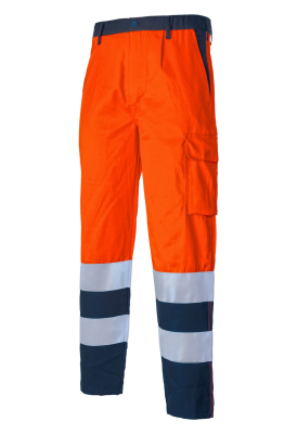 PANT.COTTON/POLY ARANCIO HV/BLU