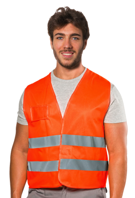 GILET POLIESTERE ARANCIO C/BUSTINA
