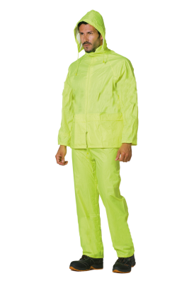 COMPLETO IMPERM.POLIESTERE GIALLO FLUO