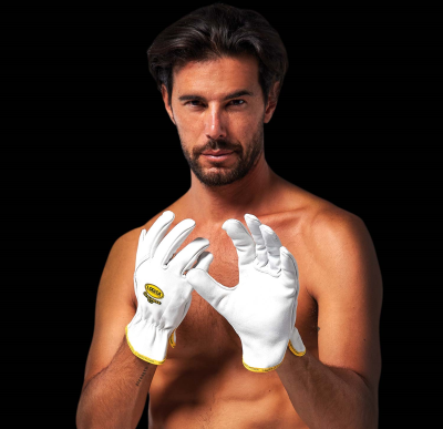 GUANTI PELLE FIORE BOVINO BIANCO 3 TIPS