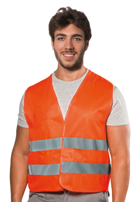GILET POLY ARANCIO CON BANDE S/PORTANOME